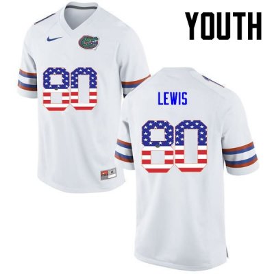 Youth Florida Gators #80 C'yontai Lewis NCAA Nike White USA Flag Fashion Authentic Stitched College Football Jersey KGN2862XU